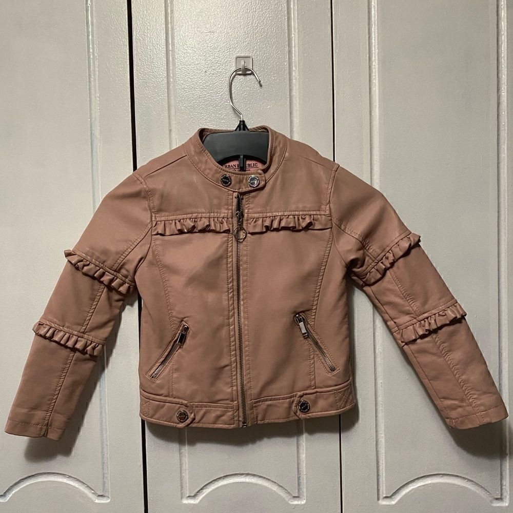 Urban Republic Girls Collection Faux Leather Moto Jacket Rose size S/5